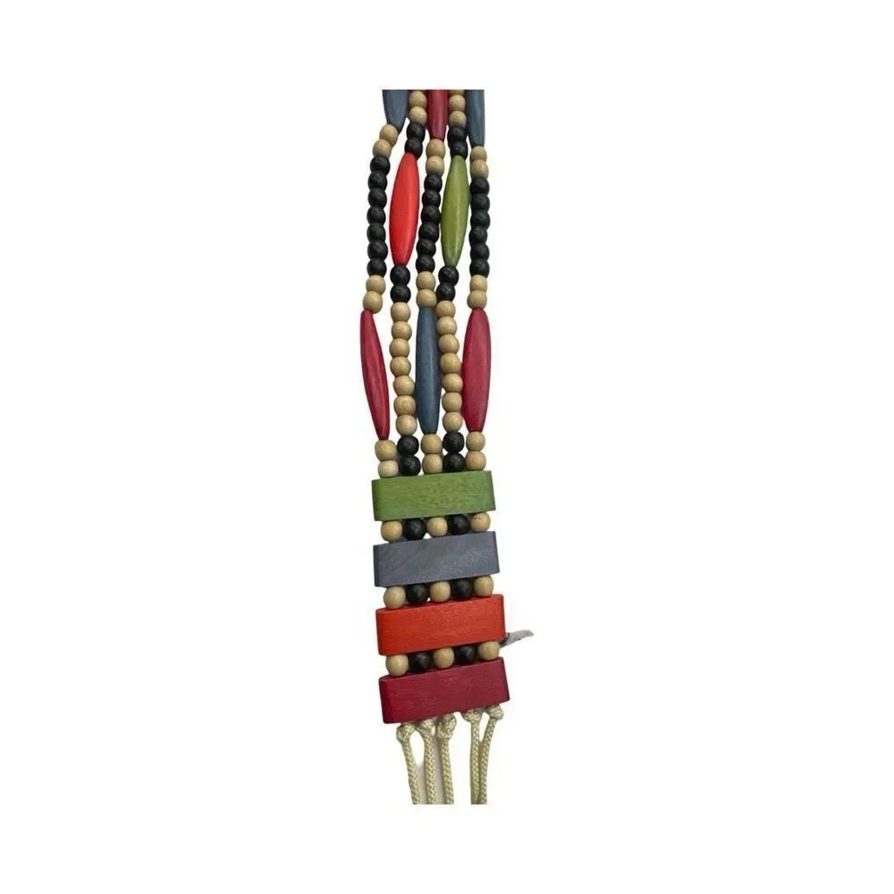 Wooden Bead & Cord Belt Statement Belt‎ One Size Boho Style